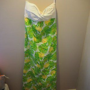 strapless frog maxi dress